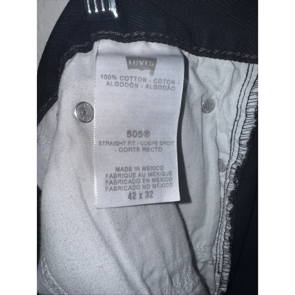 Levi's 505 Mens Black Jeans Size 42X32 Big&Tall Casual Work Wear
